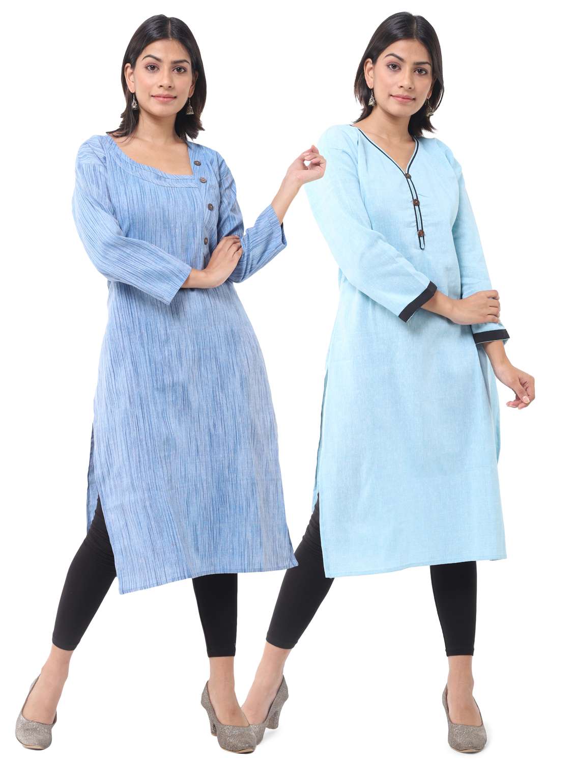  women pack of 2 solid straight kurta combo