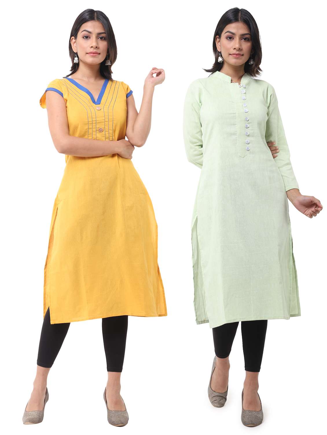 women pack of 2 straight kurta combo