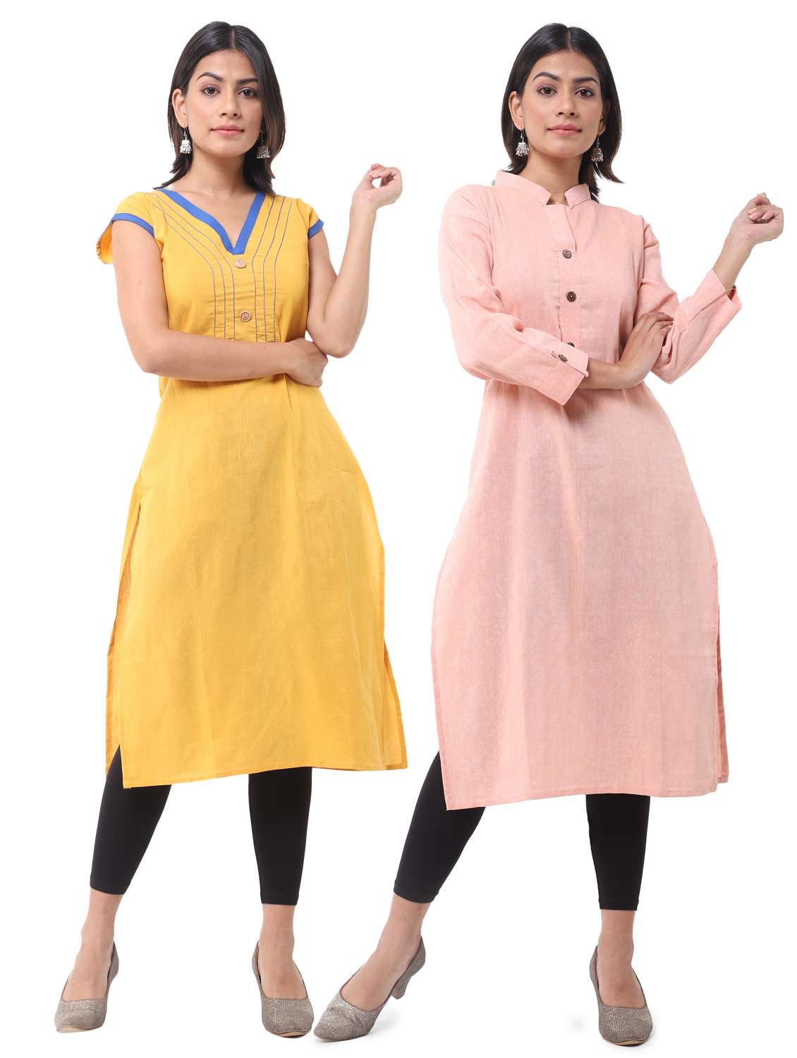 women pack of 2 straight kurta combo