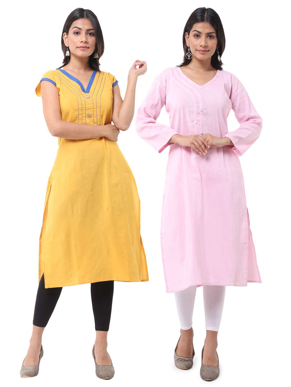 women pack of 2 straight kurta combo