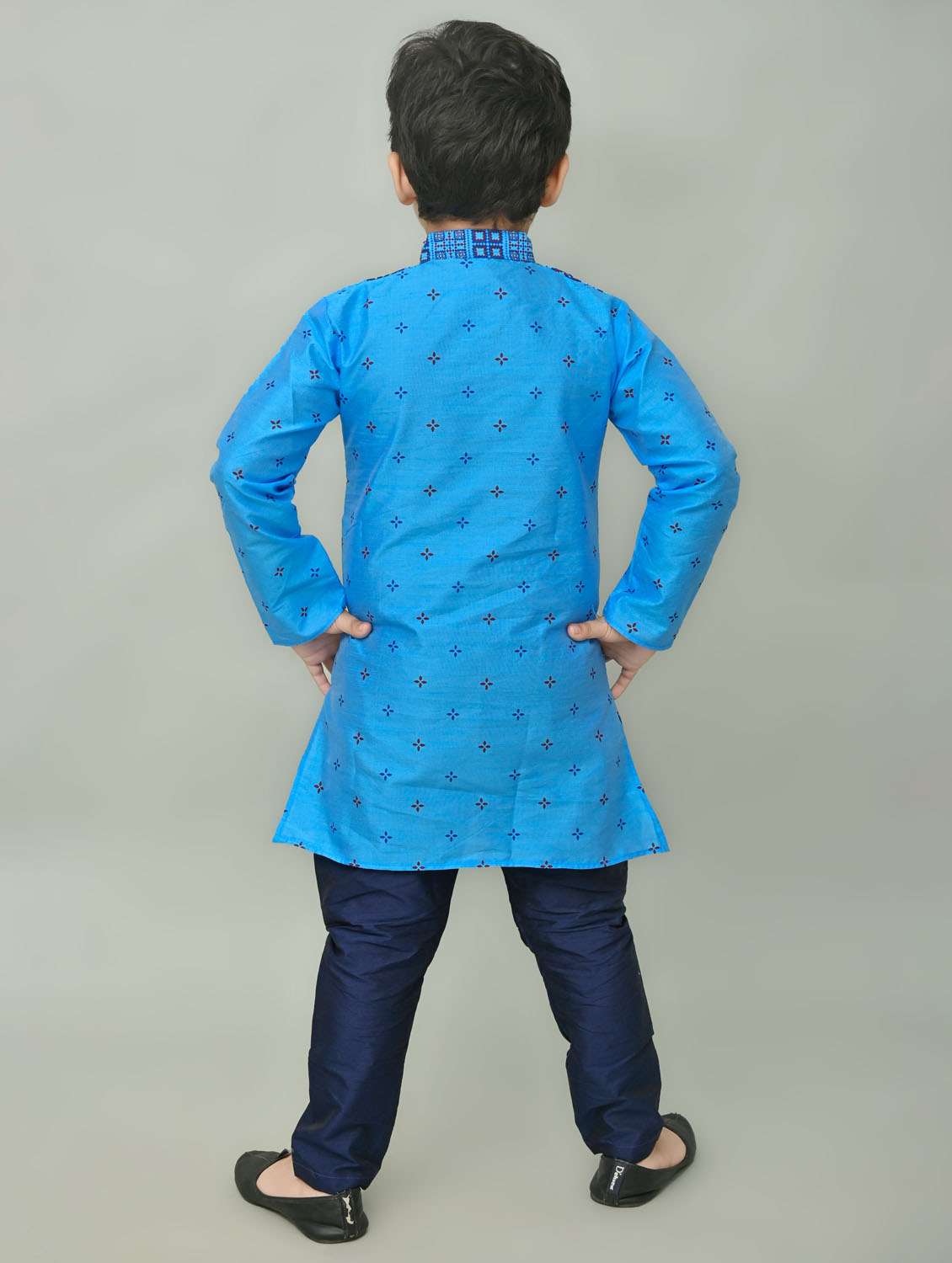 boys printed mandarin neck kurta pyjama set - 21585417 -  Standard Image - 3