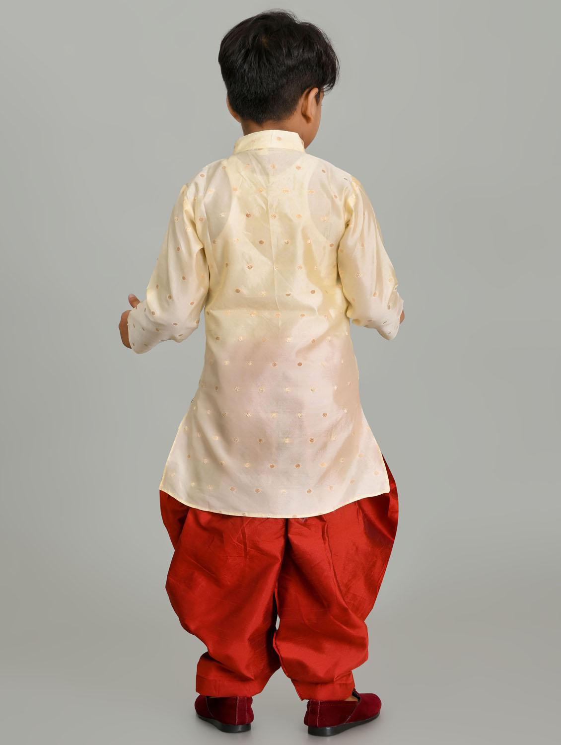 boys embroidered mandarin neck kurta salwar set - 21585441 - Standard Image - 3