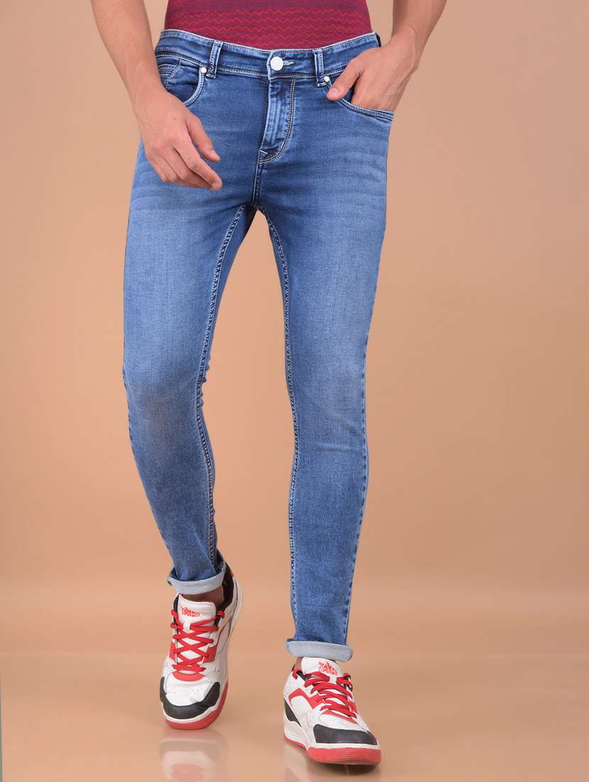 men skinny fit mid rise denim jeans
