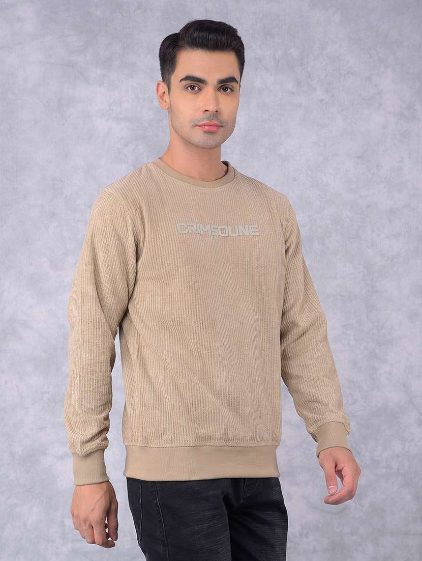 men beige chest print sweatshirt - 21585560 -  Standard Image - 3