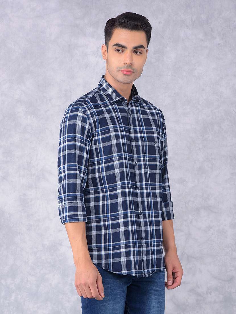 men checkered regular fit casual shirt