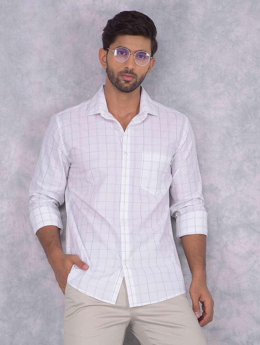 men checkered regular fit casual shirt
