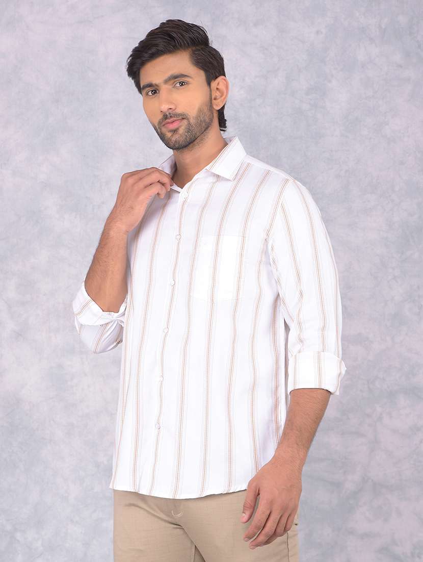 men striped regular fit casual shirt