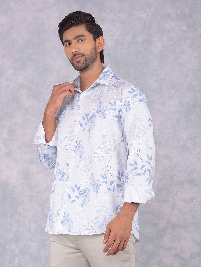 men printed regular fit casual shirt