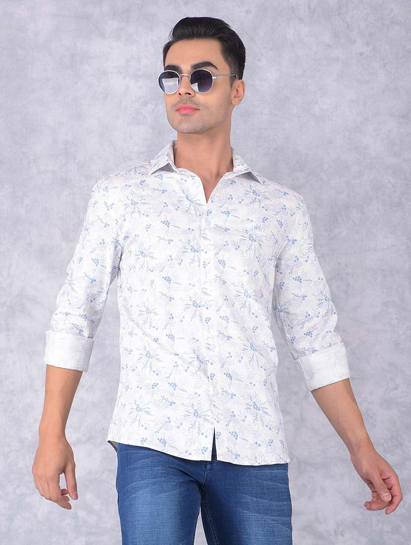 men printed regular fit casual shirt
