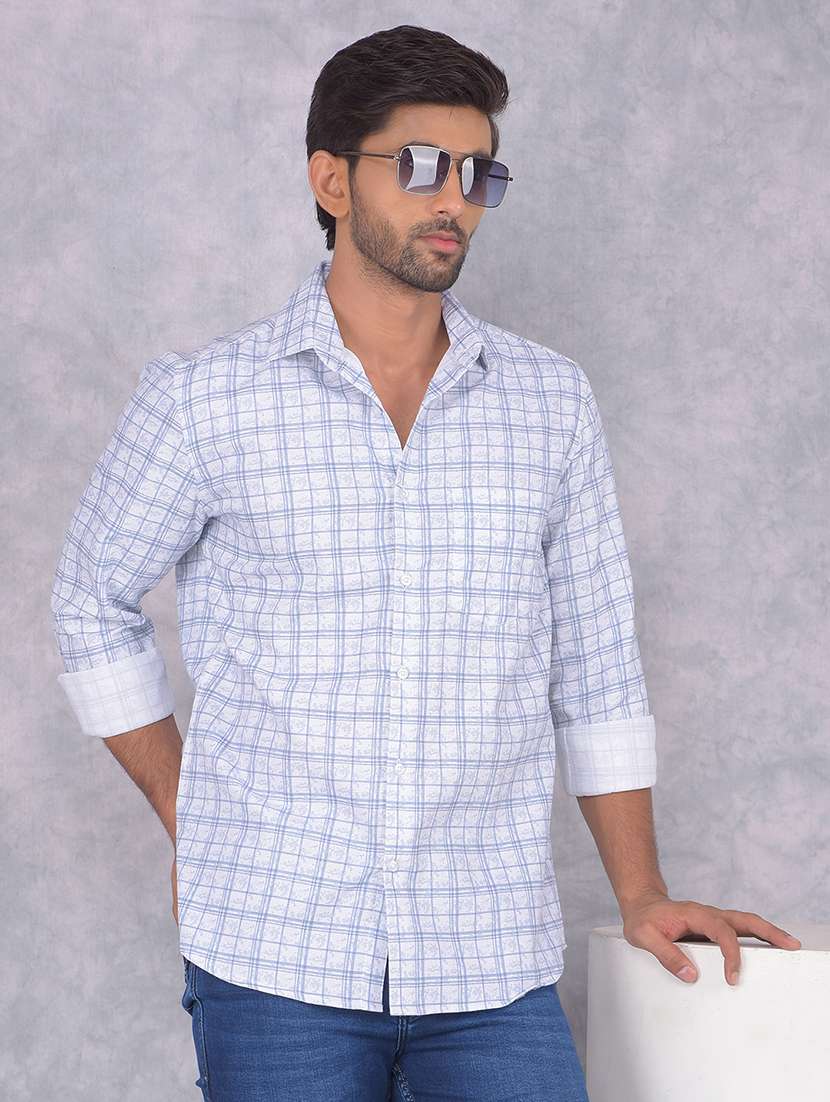 men checkered regular fit casual shirt