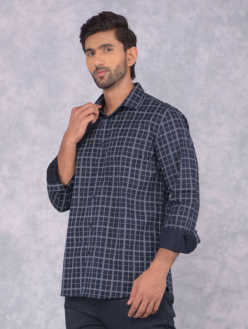 men checkered regular fit casual shirt