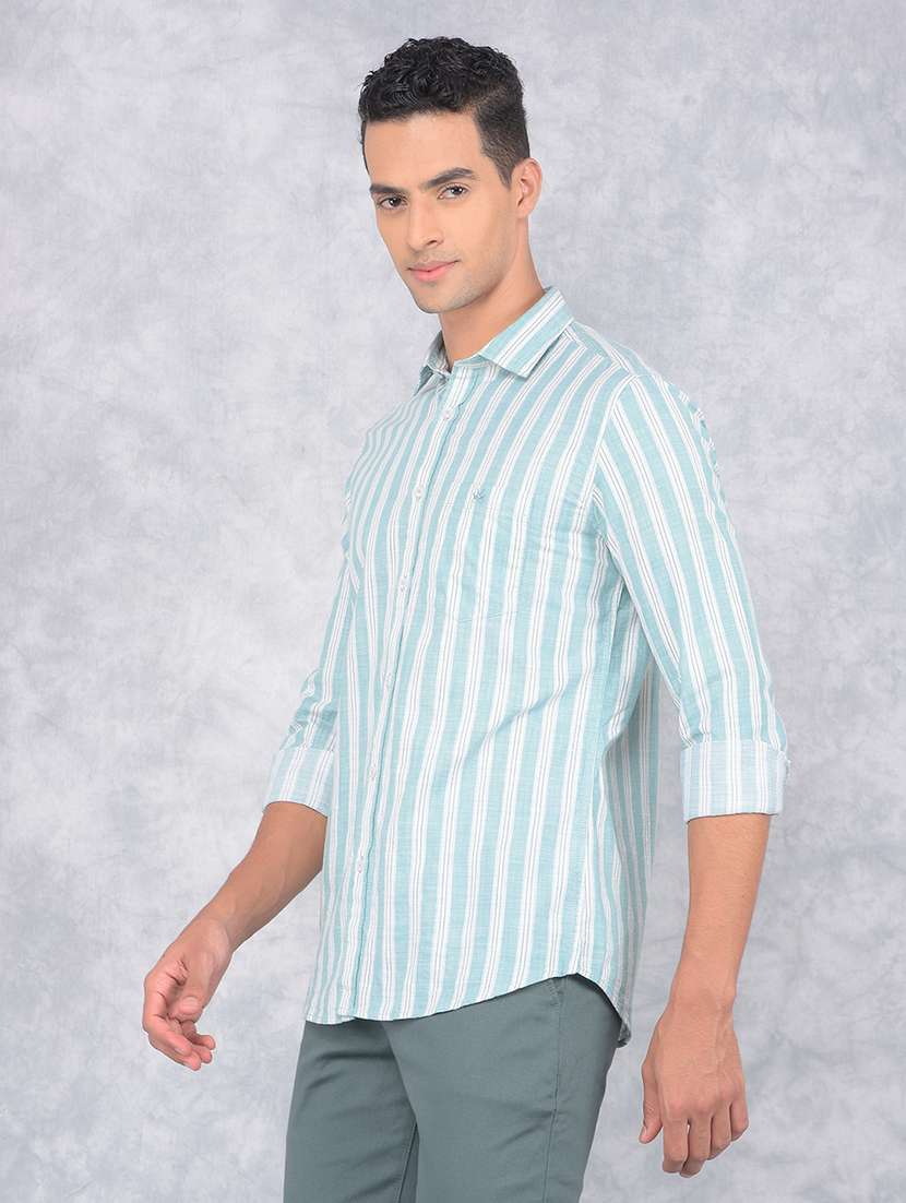 men striped regular fit casual shirt