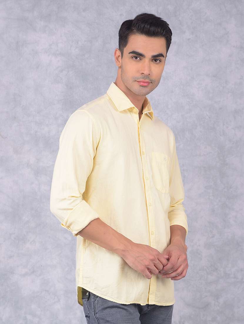 men solid regular fit casual shirt