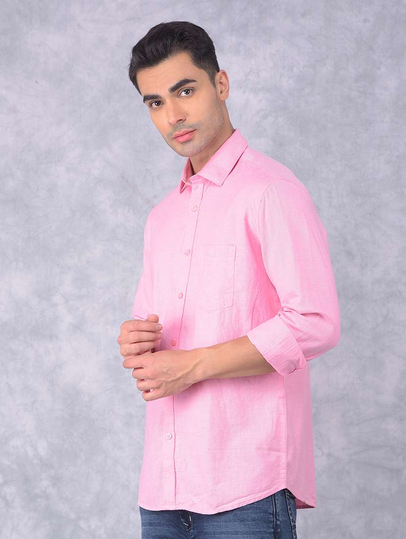 men solid regular fit casual shirt