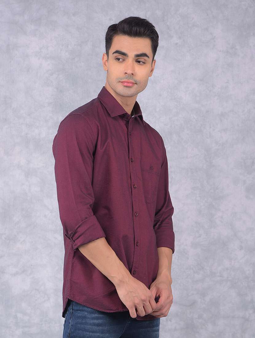 men solid regular fit casual shirt