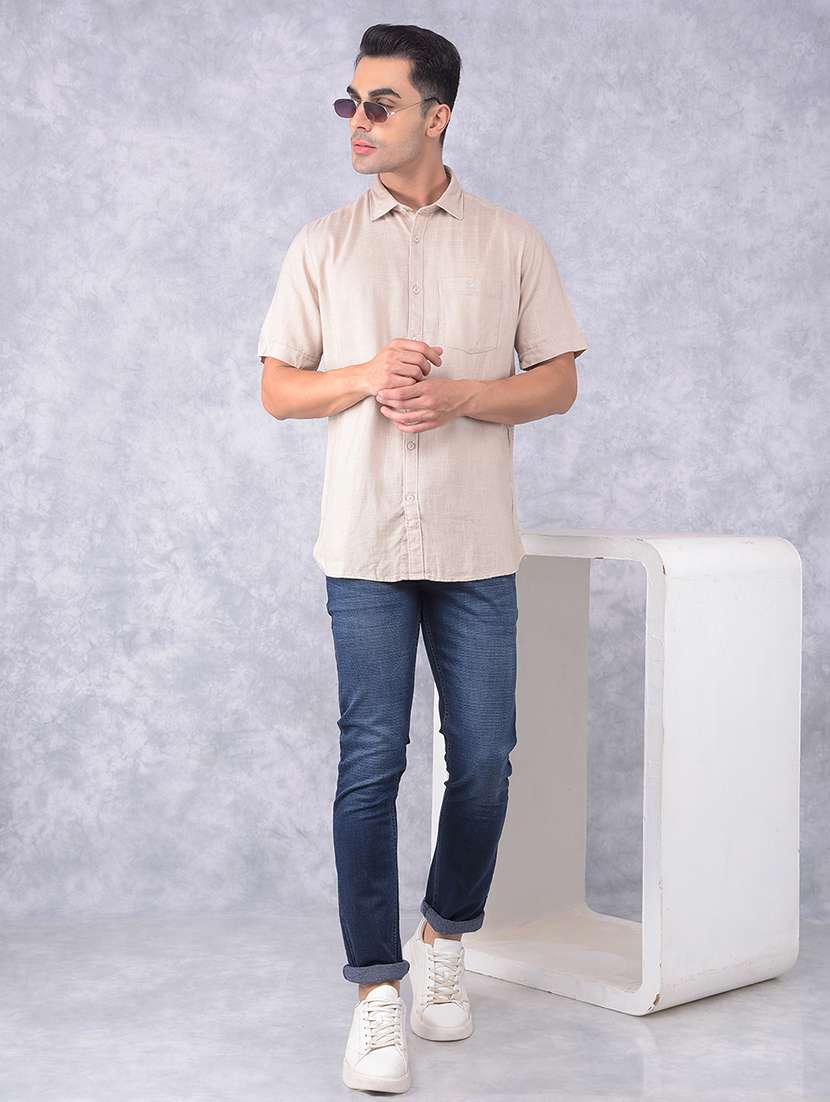men solid regular fit casual shirt - 21585728 -  Standard Image - 3