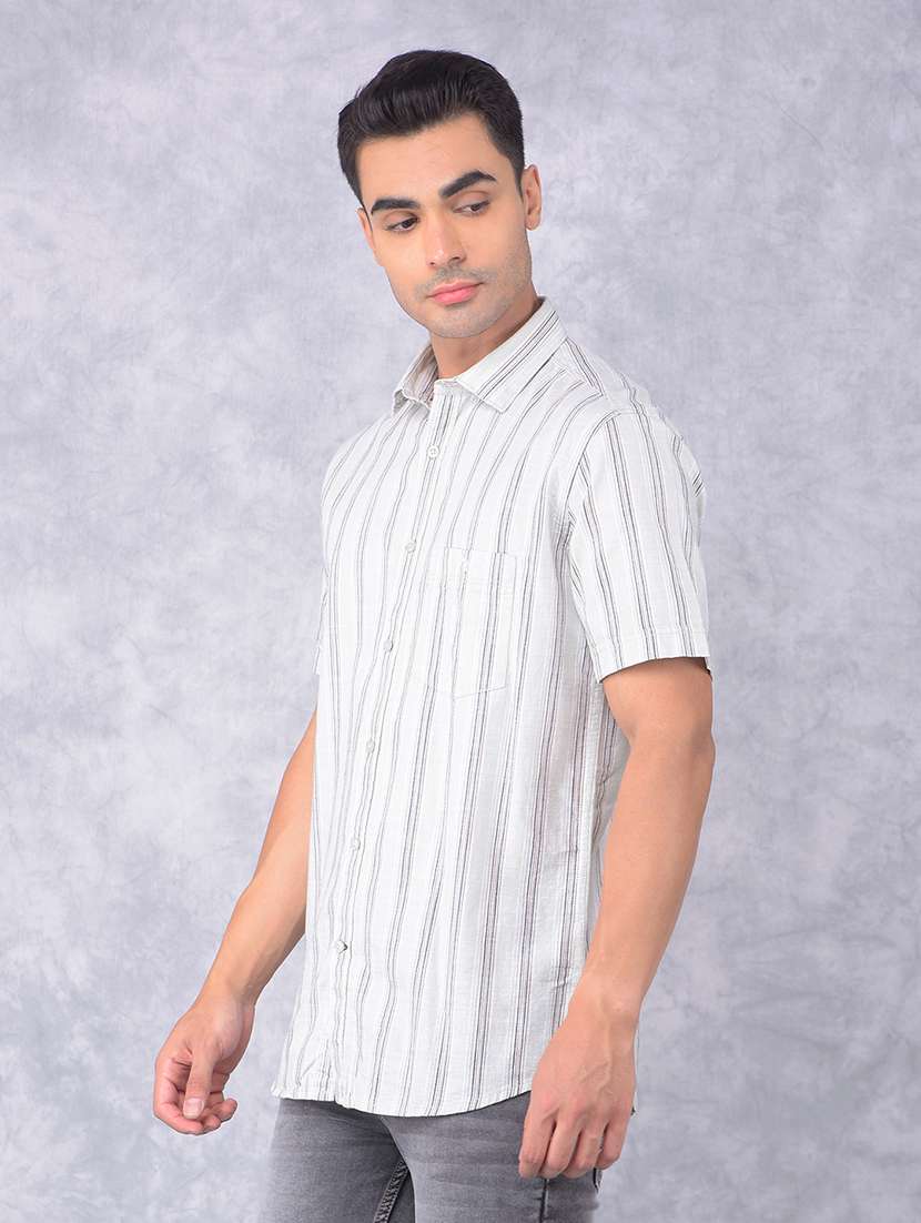 men striped regular fit casual shirt