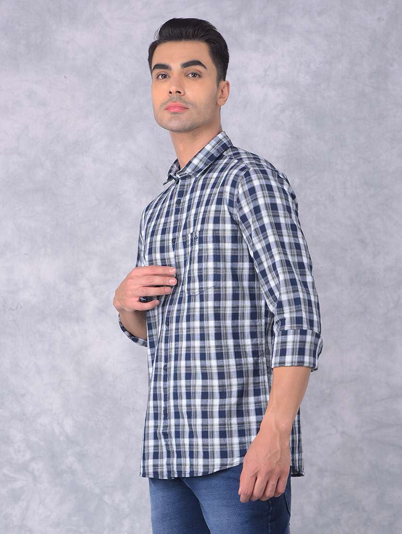 men checkered regular fit casual shirt