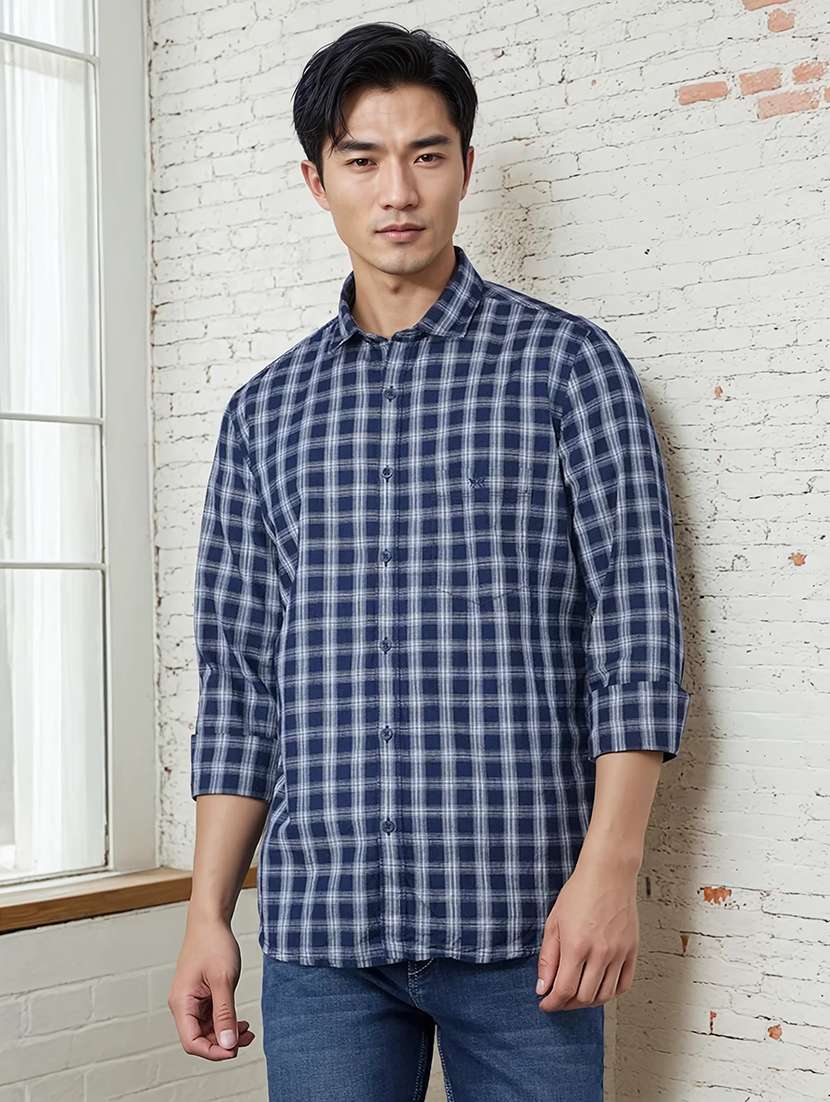 men checkered regular fit casual shirt
