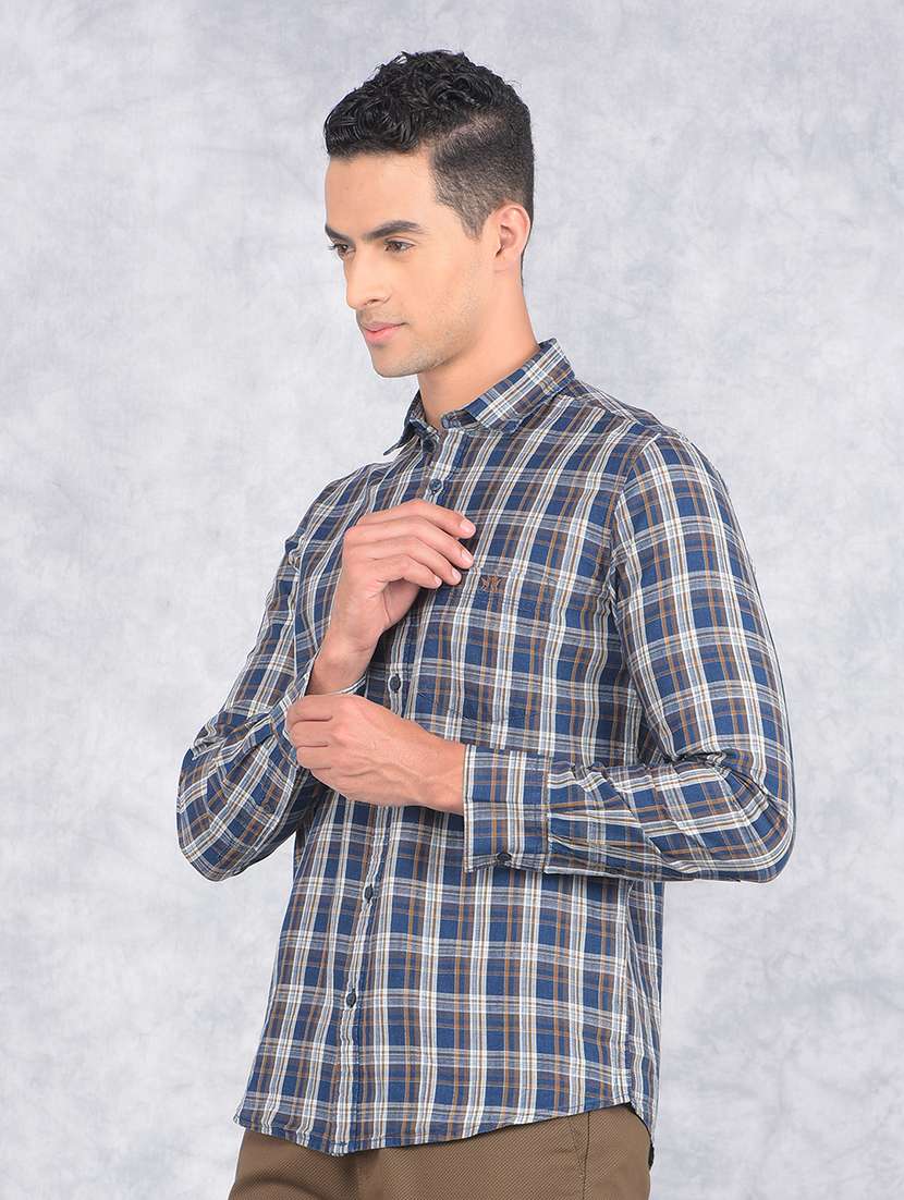 men checkered regular fit casual shirt