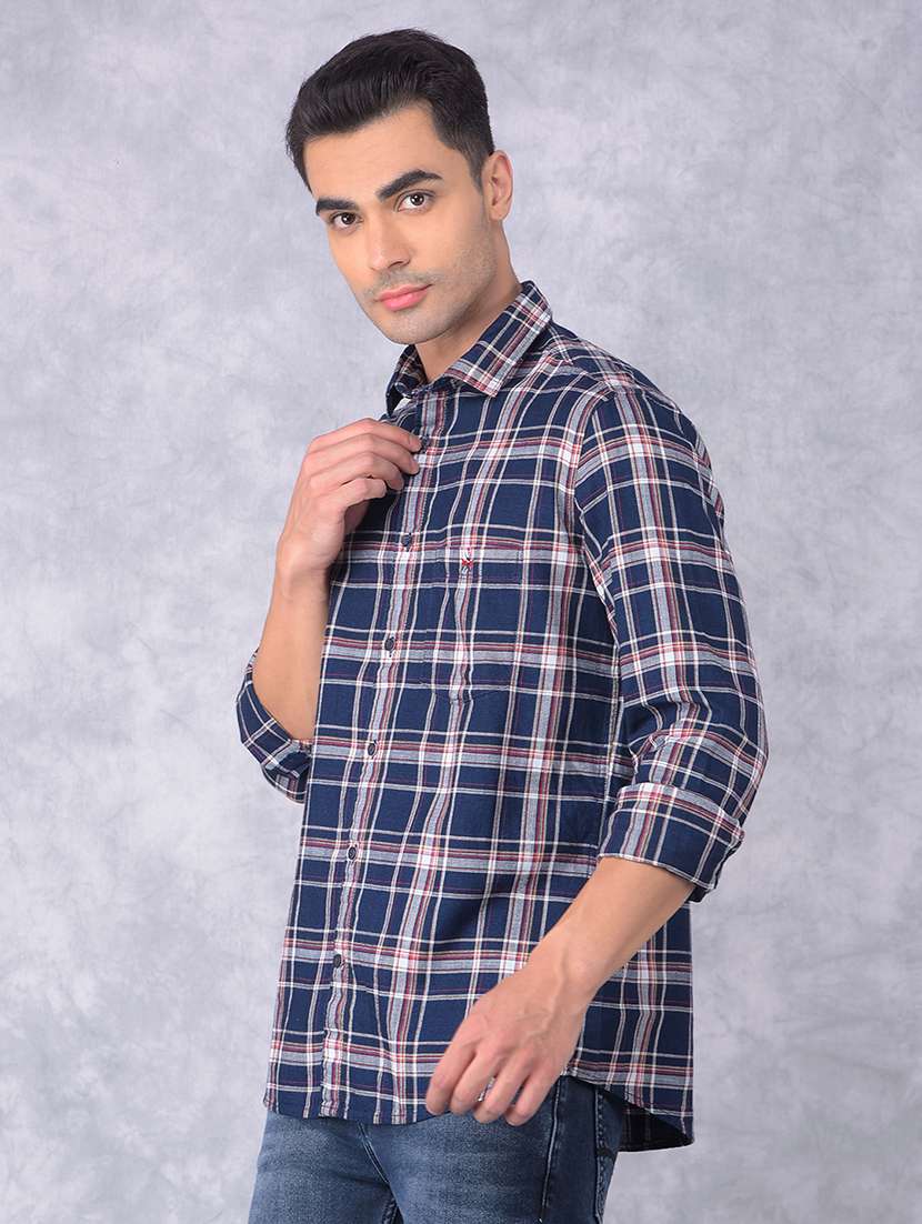 men checkered regular fit casual shirt
