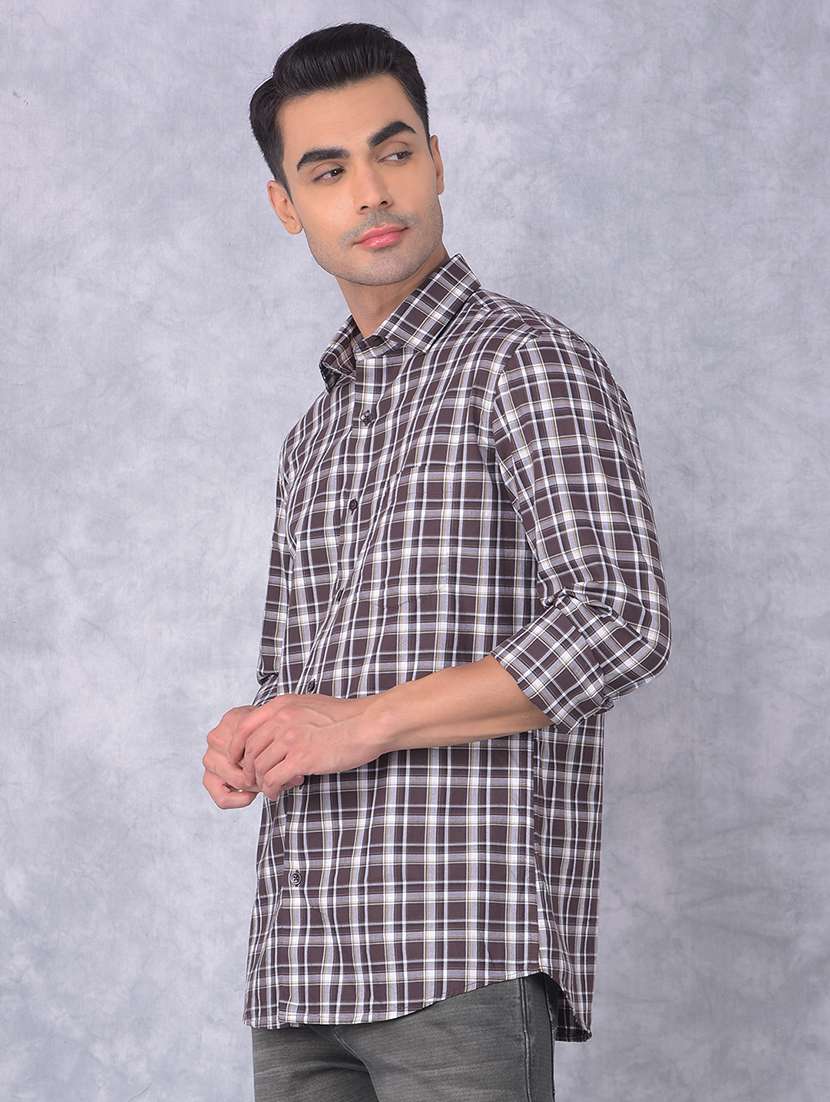 men checkered regular fit casual shirt