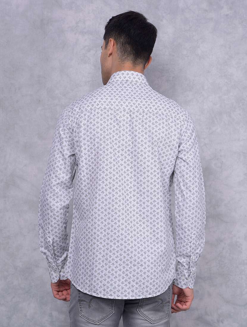 men grey printed long sleeve casual shirt - 21585758 -  Standard Image - 3