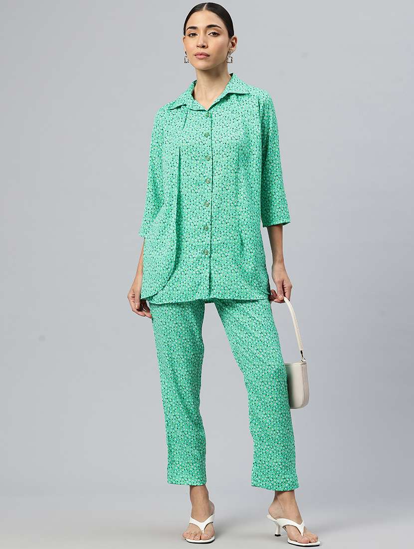 women printed shirt and trouser co-ord set - 21586260 - Zoom Image - 0