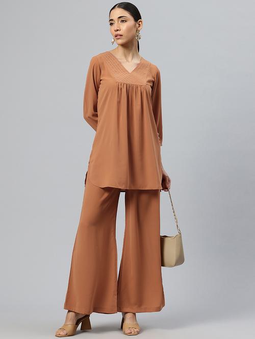 women solid ethnic co-ord set - 21586272 - Standard Image - 0