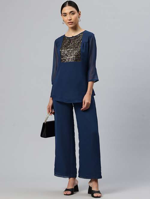 women sequins detailed top & trouser co-ord set - 21586281 - Standard Image - 0