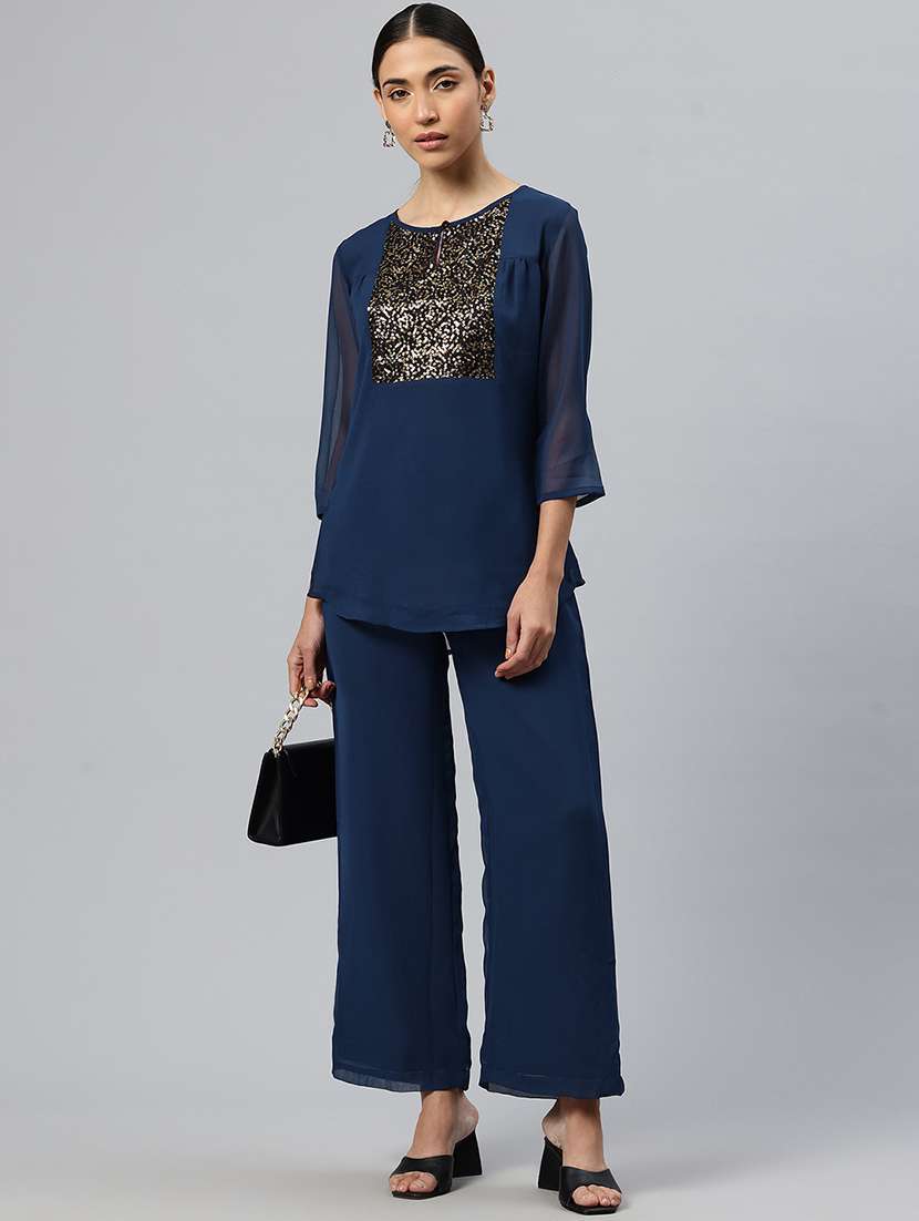 women sequins detailed top & trouser co-ord set - 21586281 - Zoom Image - 0