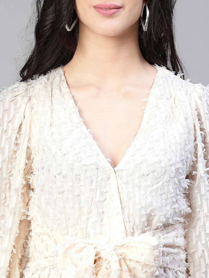 women self design long sleeves wrap dress - 21586504 -  Standard Image - 5