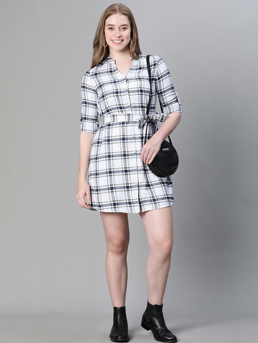 women checked printed long sleeves shirt dress - 21586507 - Standard Image - 3