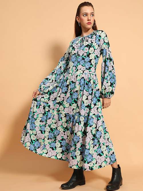 women floral printed long sleeves tiered dress - 21586521 -  Standard Image - 0