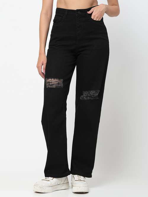 women high rise distressed jeans - 21586544 - Standard Image - 0