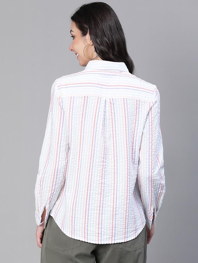 women striped collared regular shirt - 21586554 - Standard Image - 3