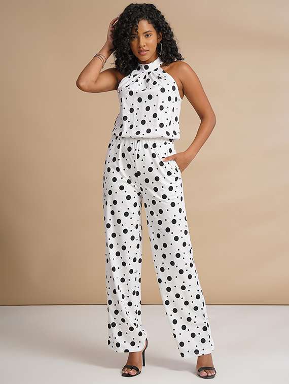 women polka doted halter neck jumpsuit - 21586578 - Zoom Image - 0
