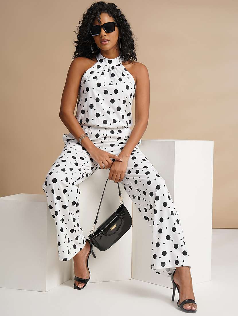 women polka doted halter neck jumpsuit - 21586578 - Standard Image - 3