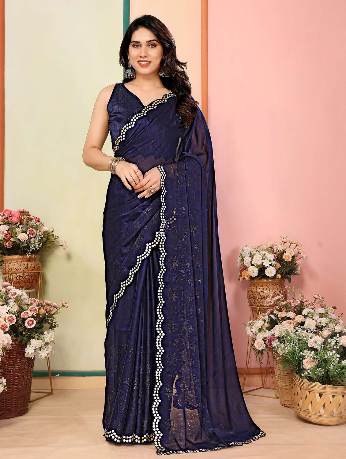 women foil printed saree with blouse - 21586635 -  Zoom Image - 0