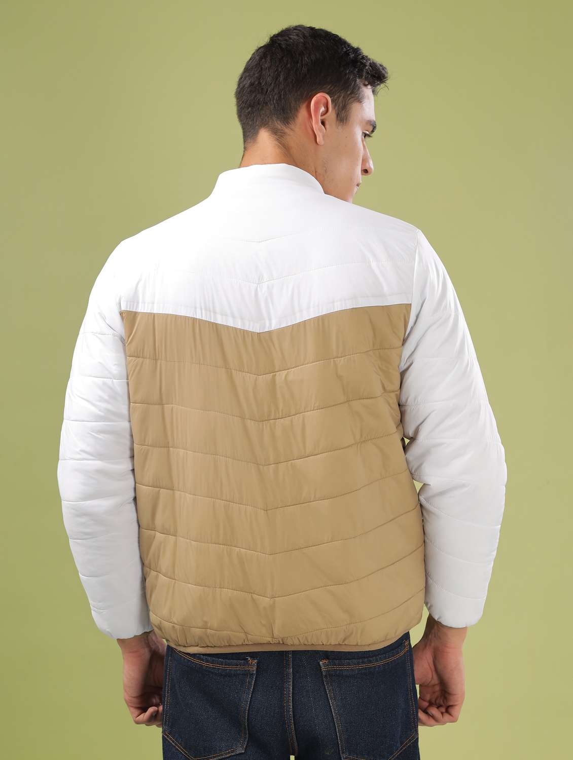 men color block long sleeve quilted jacket - 21586687 -  Standard Image - 3