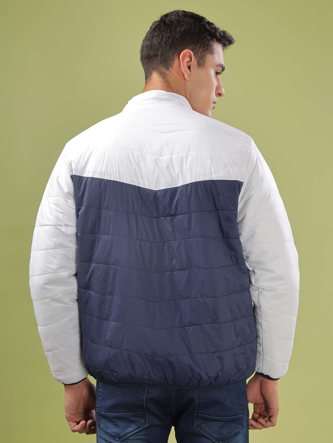 men color block long sleeve quilted jacket - 21586688 -  Standard Image - 3