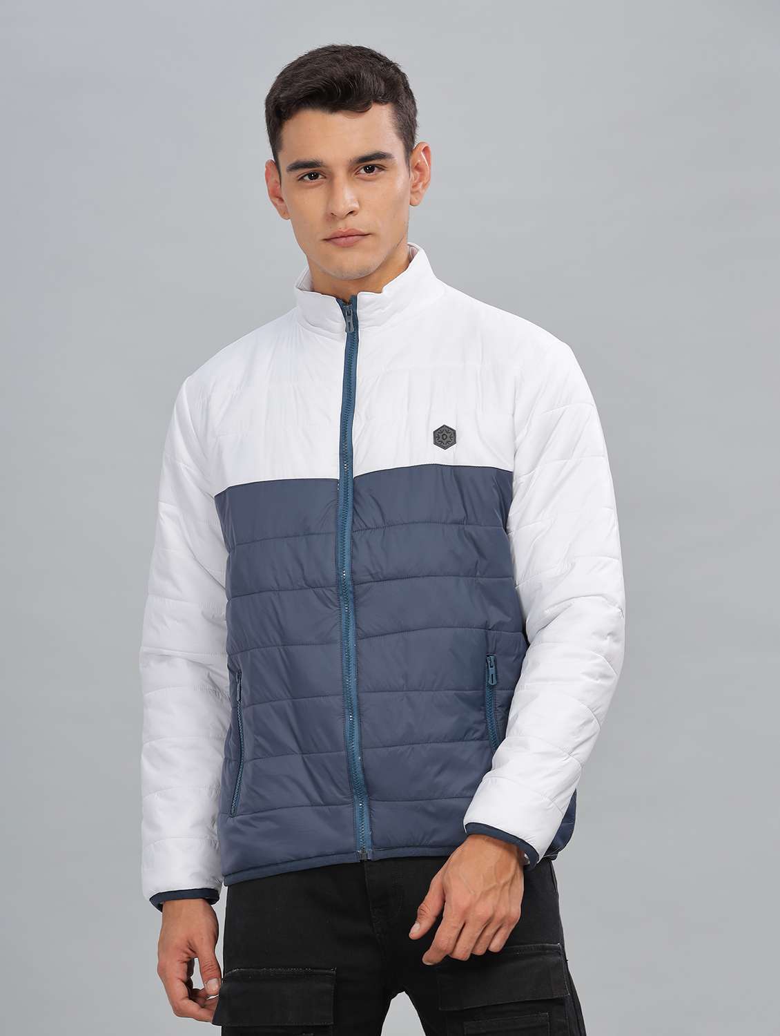 men color block long sleeve quilted jacket - 21586690 - Zoom Image - 0