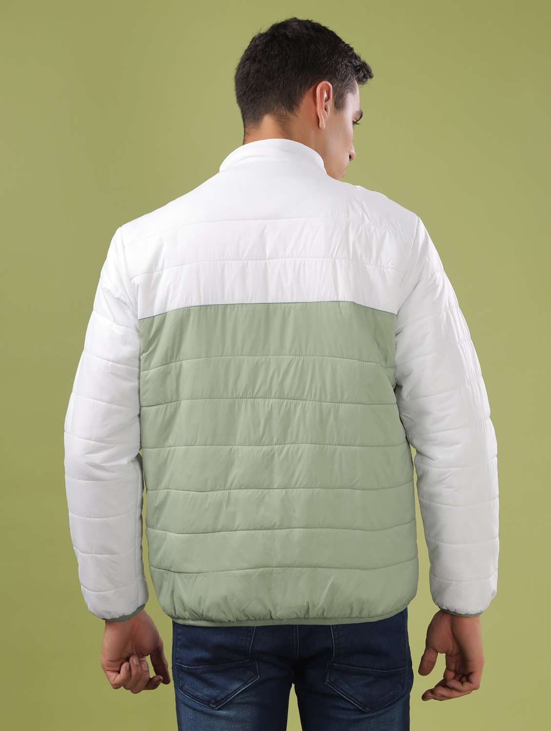 men color block long sleeve quilted jacket - 21586692 -  Standard Image - 3