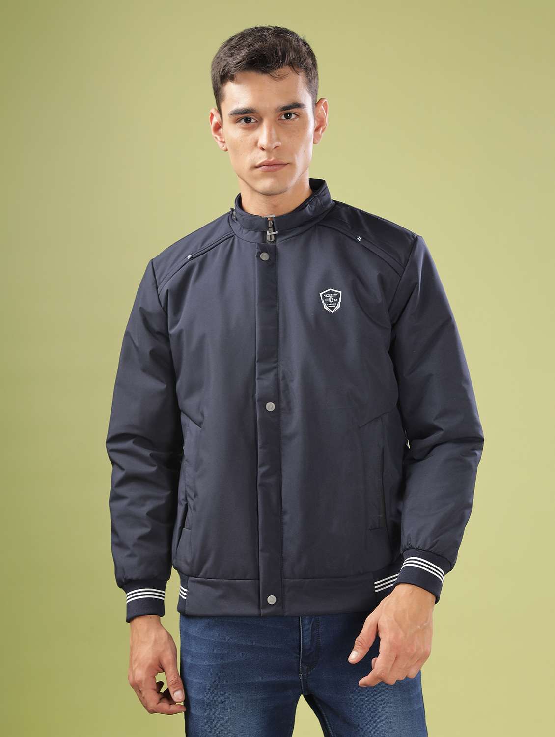 men solid long sleeve bomber jacket - 21586707 -  Zoom Image - 0