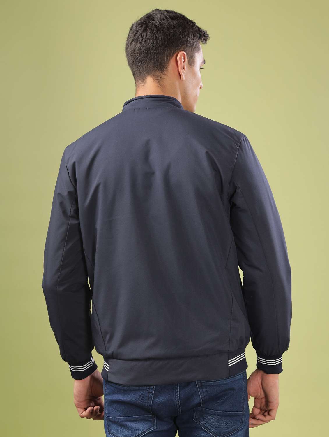 men solid long sleeve bomber jacket - 21586707 - Standard Image - 3