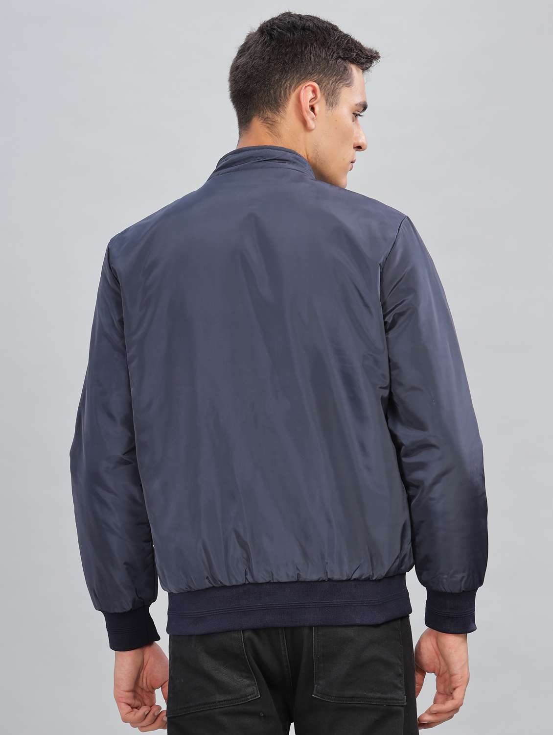 men solid long sleeve bomber jacket - 21586723 - Standard Image - 3