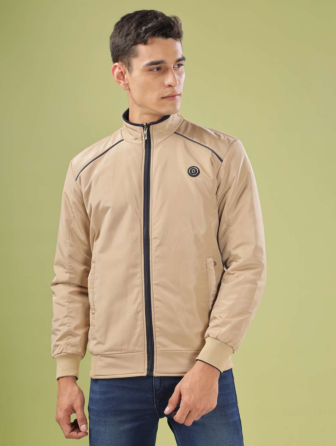 men solid long sleeve bomber jacket - 21586725 -  Zoom Image - 0