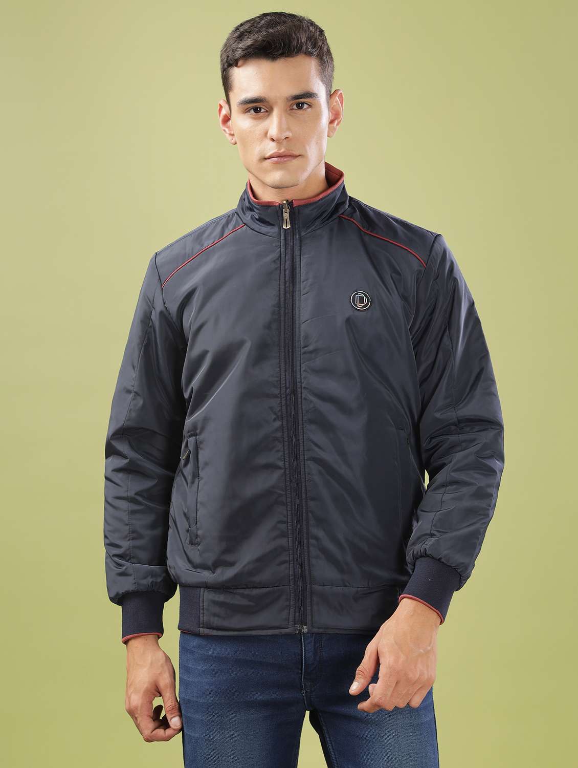 men solid long sleeve bomber jacket - 21586727 -  Zoom Image - 0