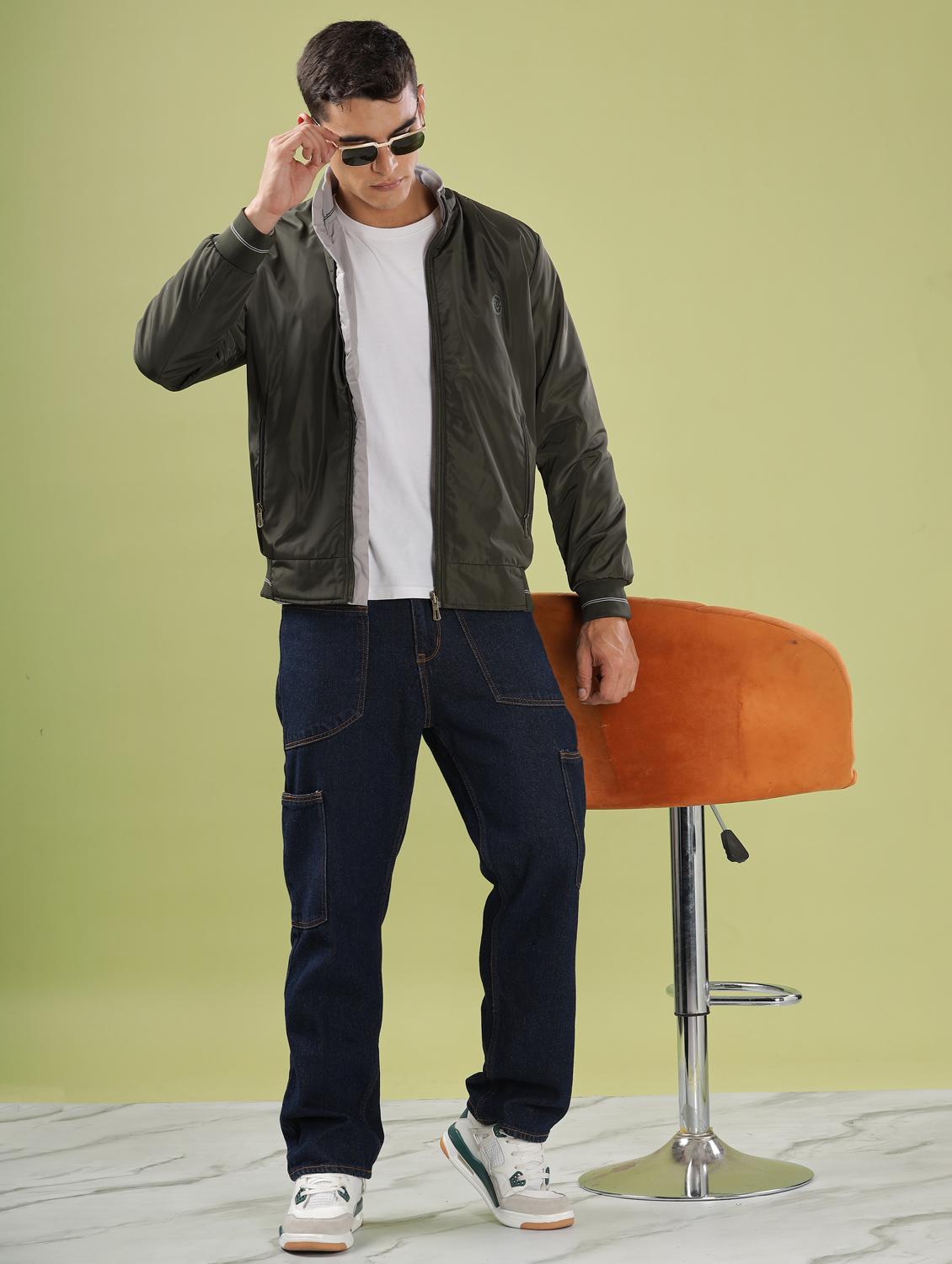 men solid long sleeve bomber jacket - 21586734 - Standard Image - 5