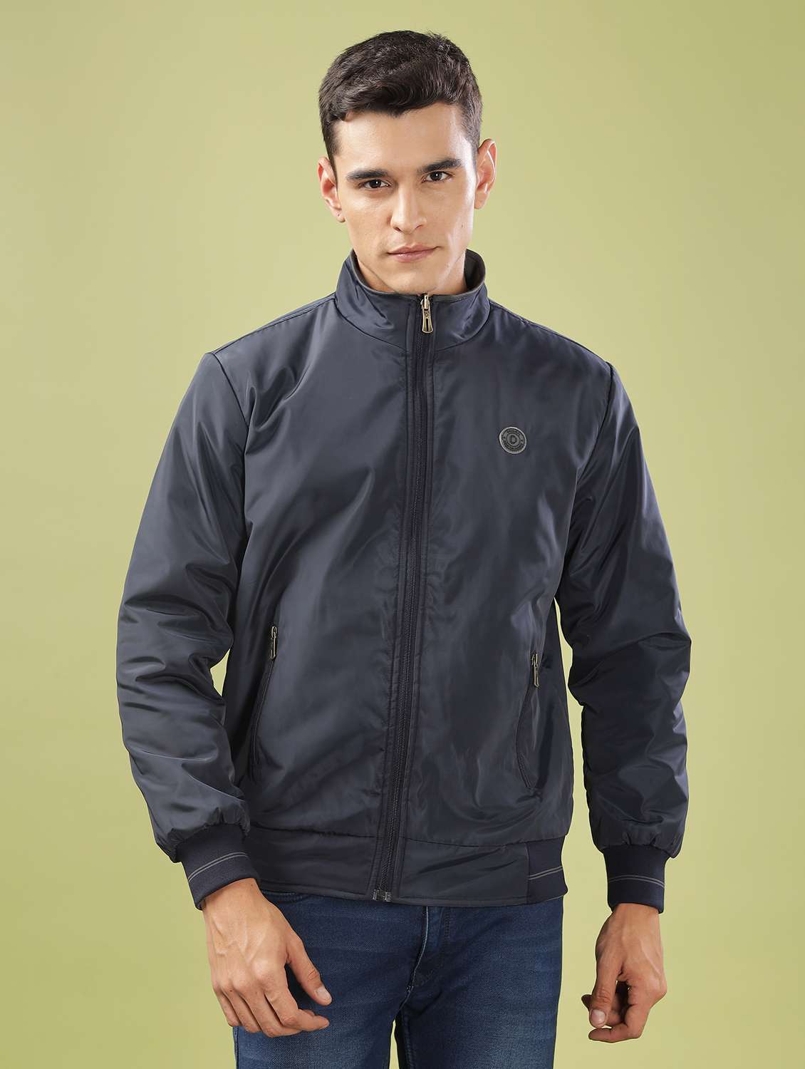 men solid long sleeve bomber jacket - 21586735 -  Zoom Image - 0